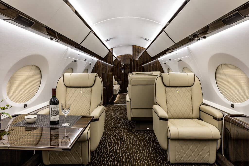 Private jet luxury interior